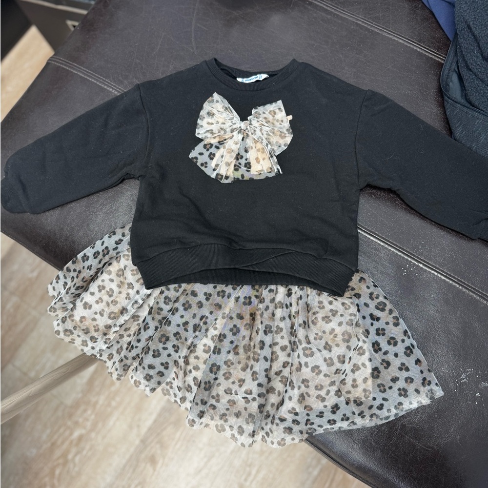 Mayoral Toddler Girls' Bow & Leopard Tulle Set